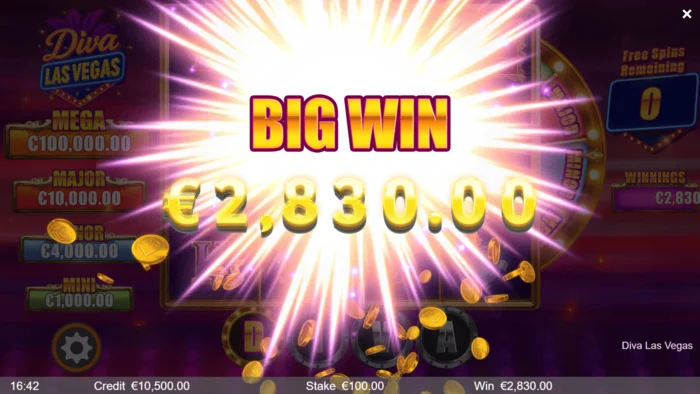Diva Las Vegas - velik dobitek med Free Spins