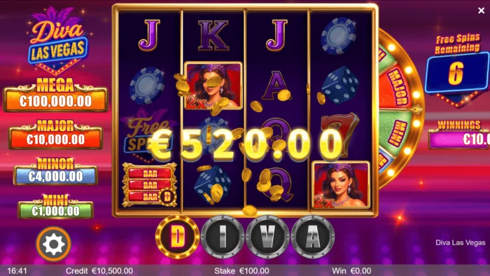 Diva Las Vegas - zmagovalna kombinacija z Wild simboli